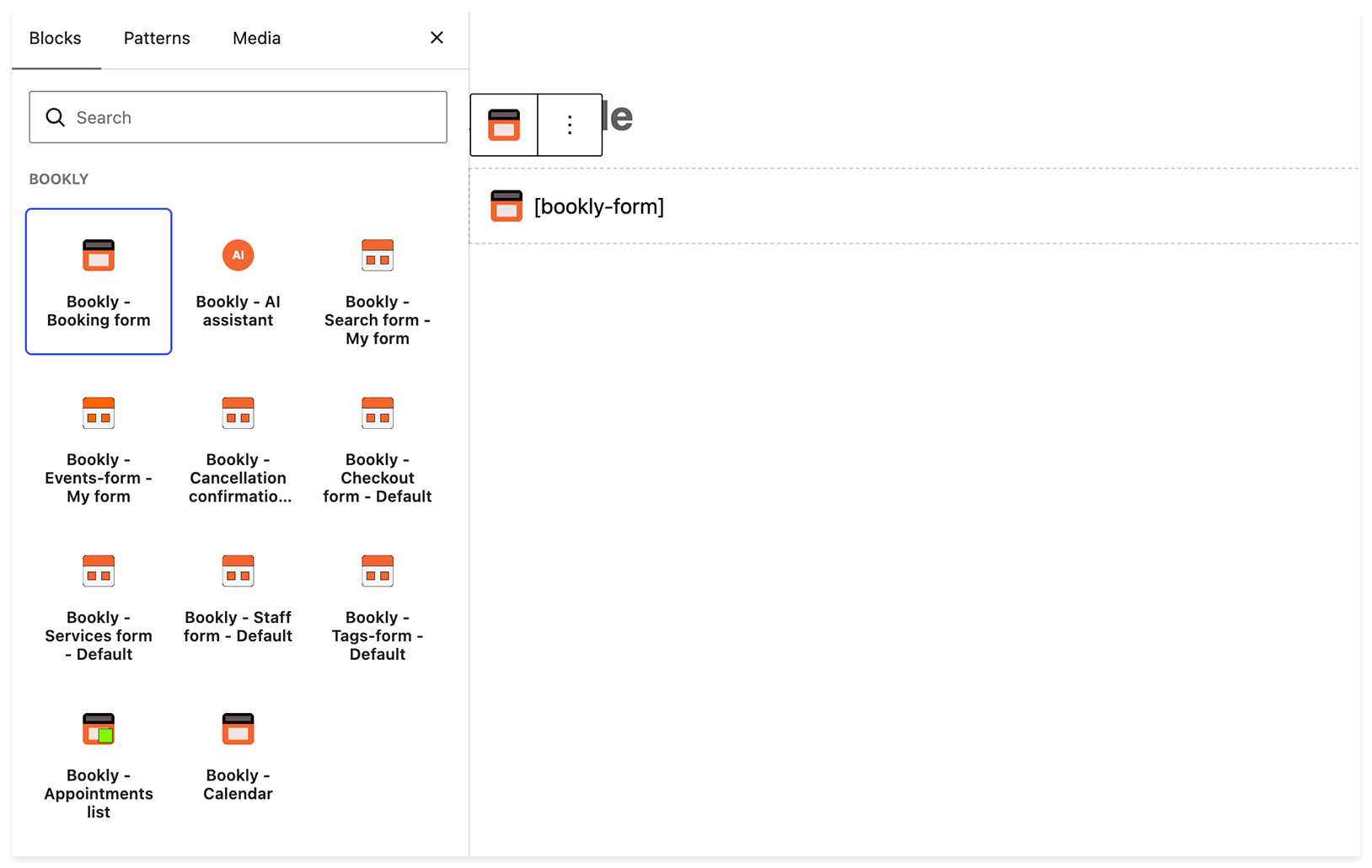 Publish Bookly booking form