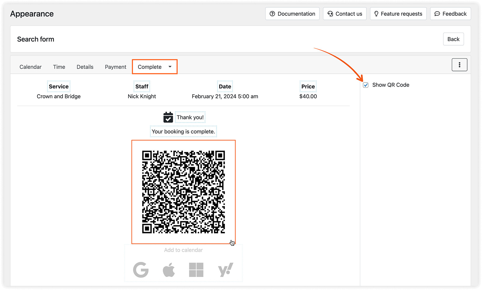 Appearance section in Bookly PRO