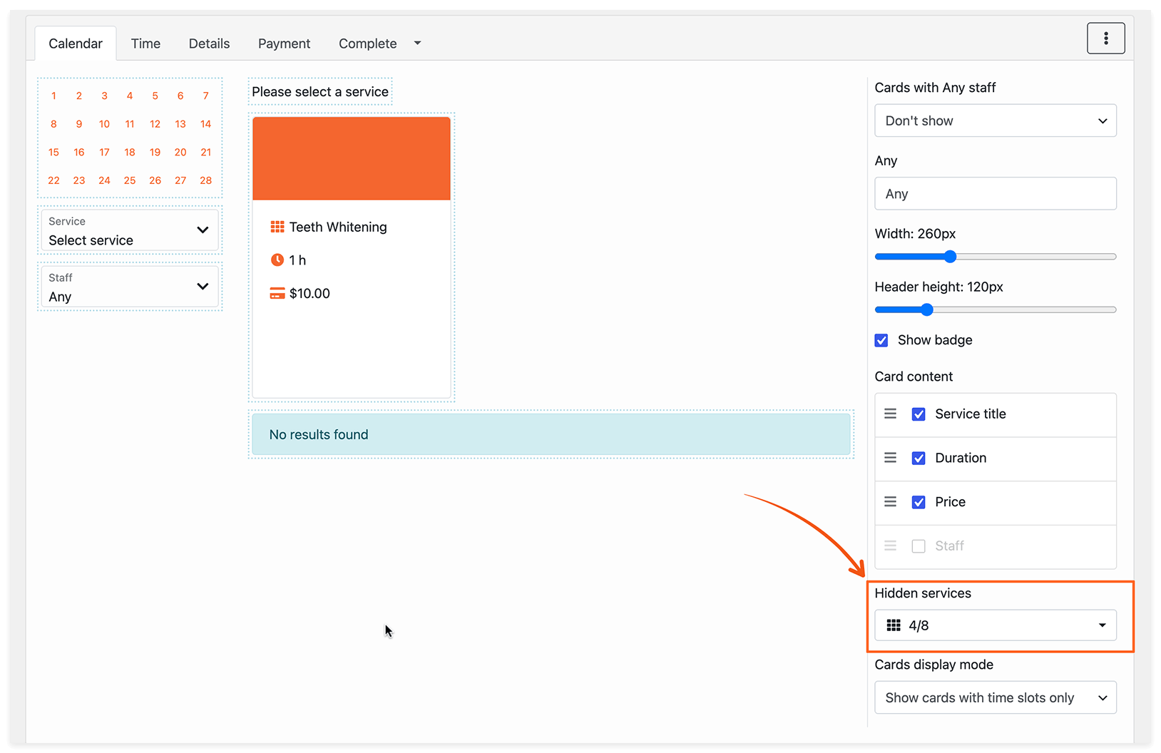 Bookly Appearance section – Search form