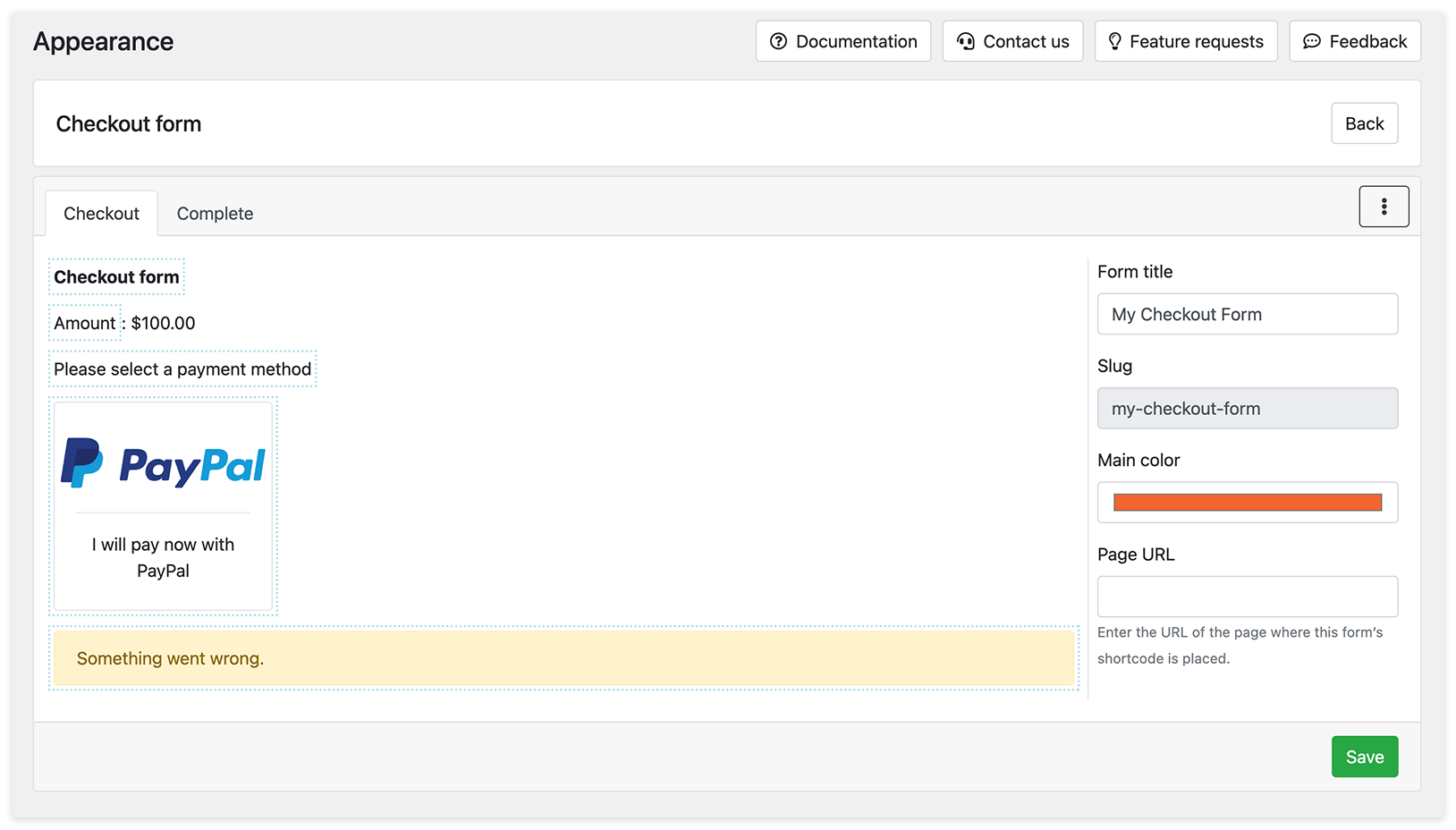 Checkout form in Bookly