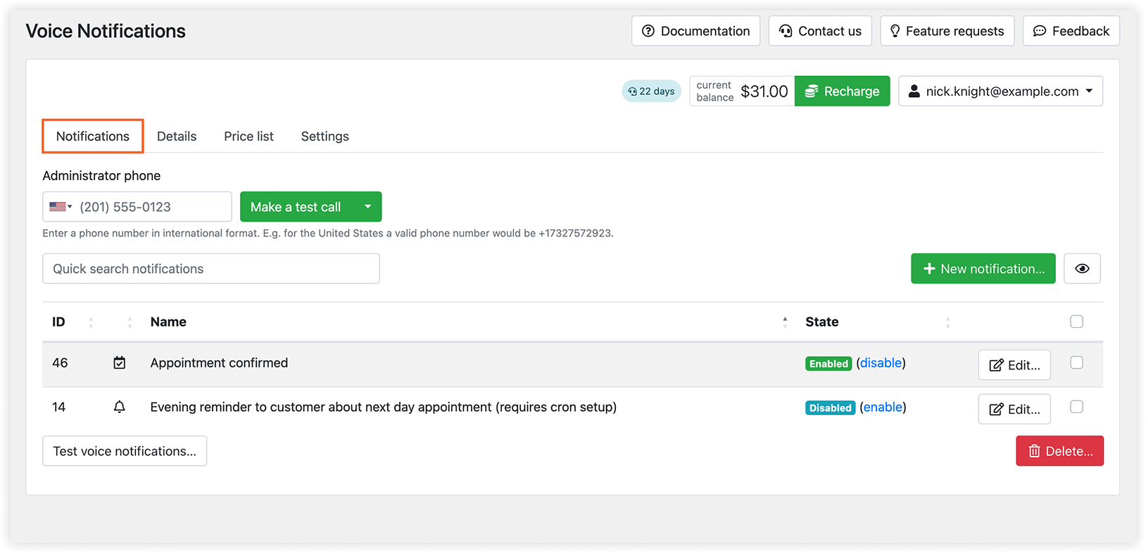 Bookly Cloud Voice Notifications setup