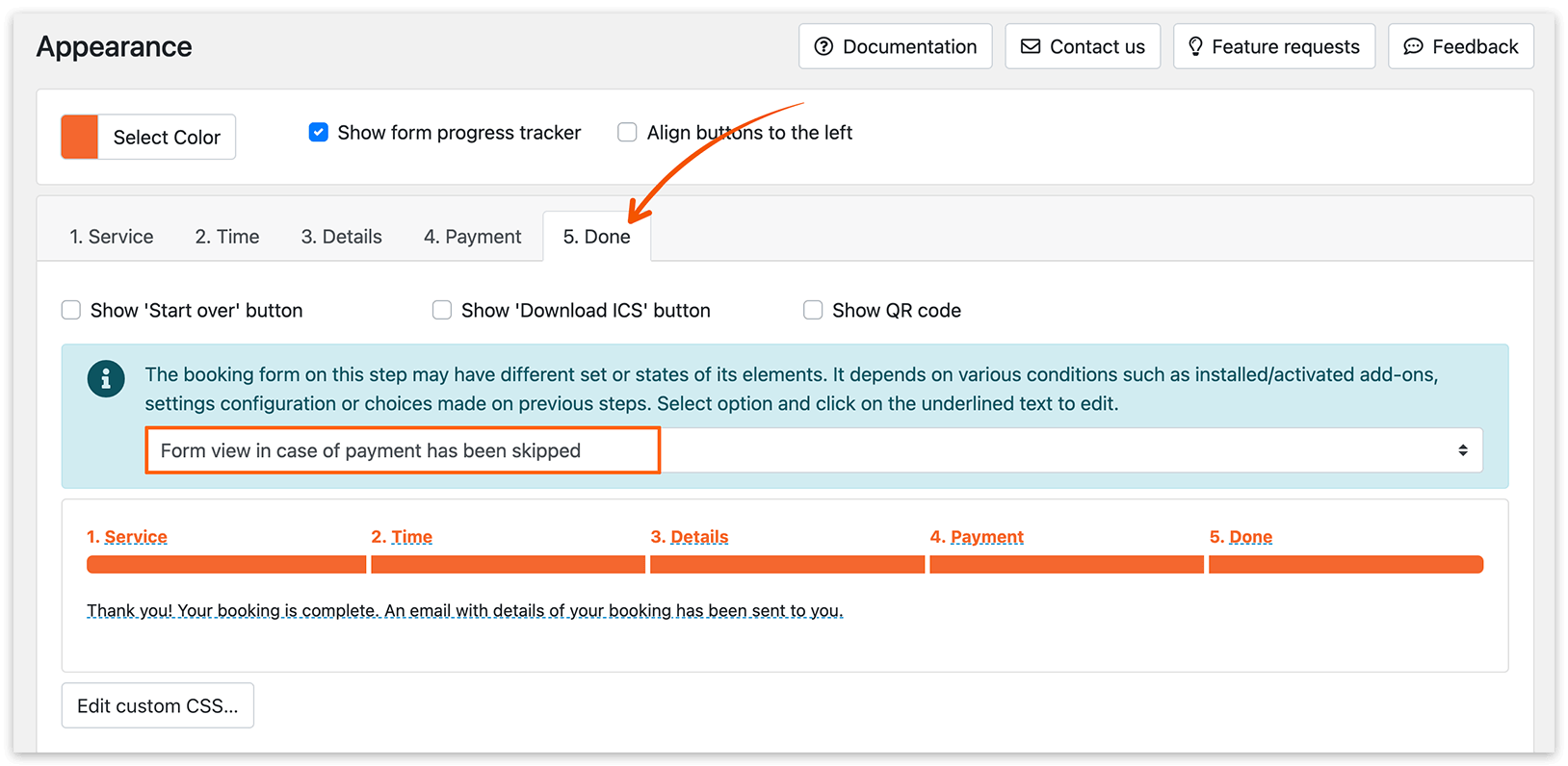 Appearance section in Bookly