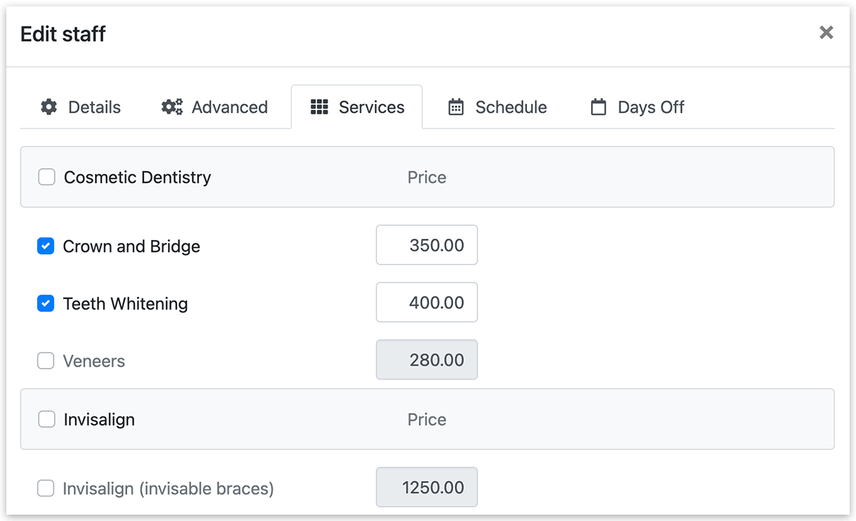 Staff member card in Bookly – Services