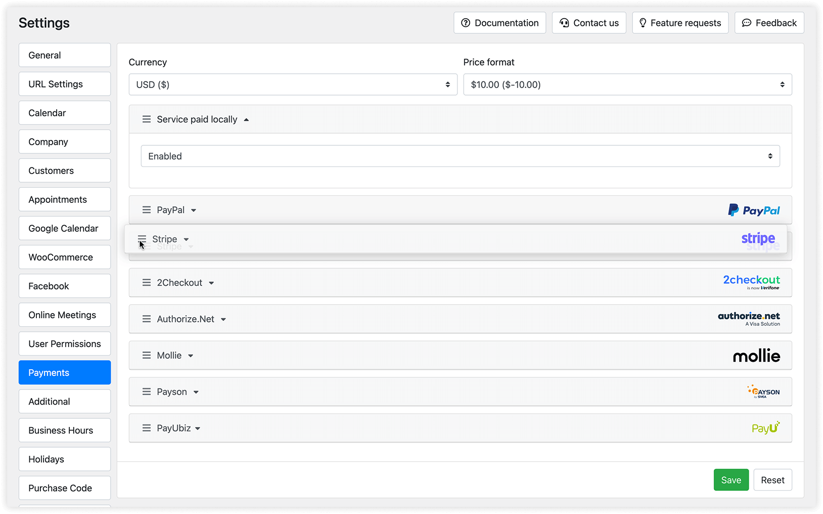 Bookly PRO settings – Payments