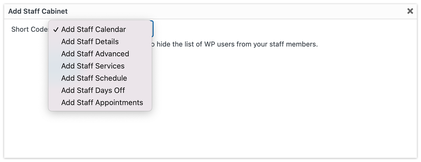 Bookly Staff Cabinet settings