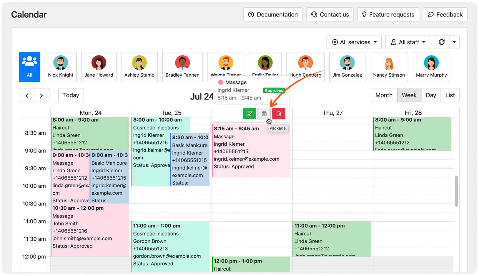 Bookly Calendar – package appointment
