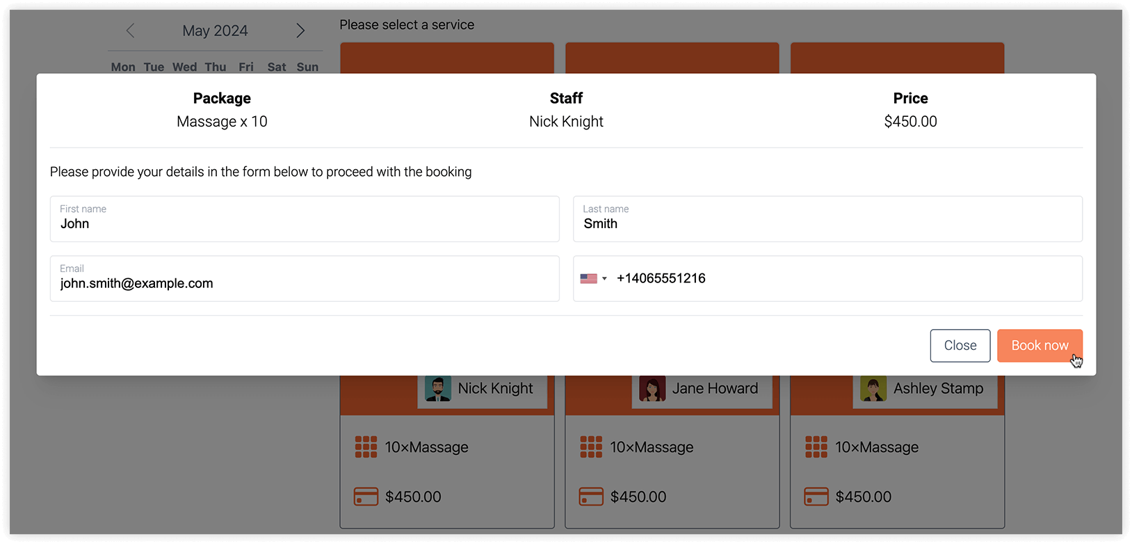 Package creation in the Bookly booking form