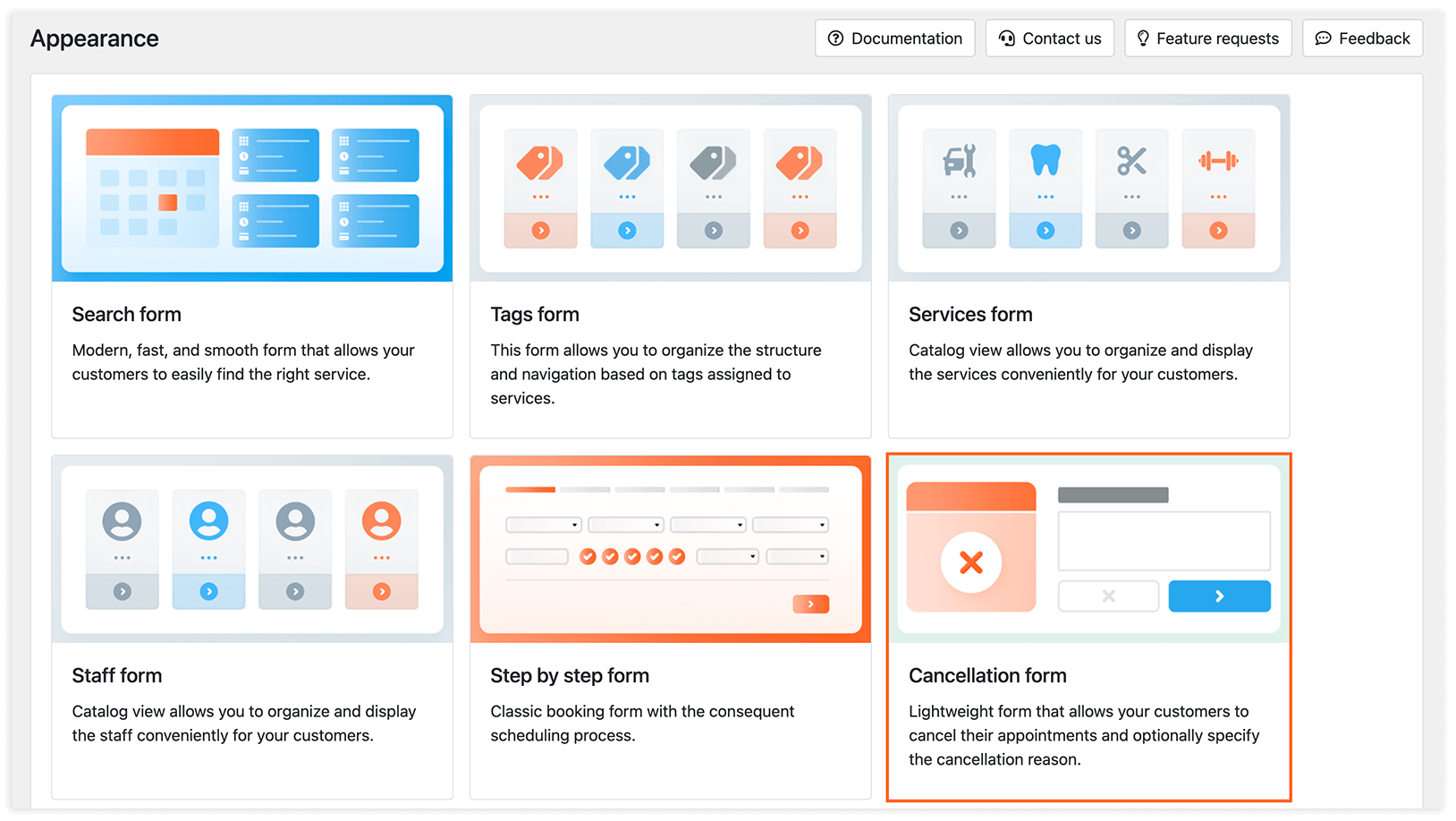 Appearance section in Bookly