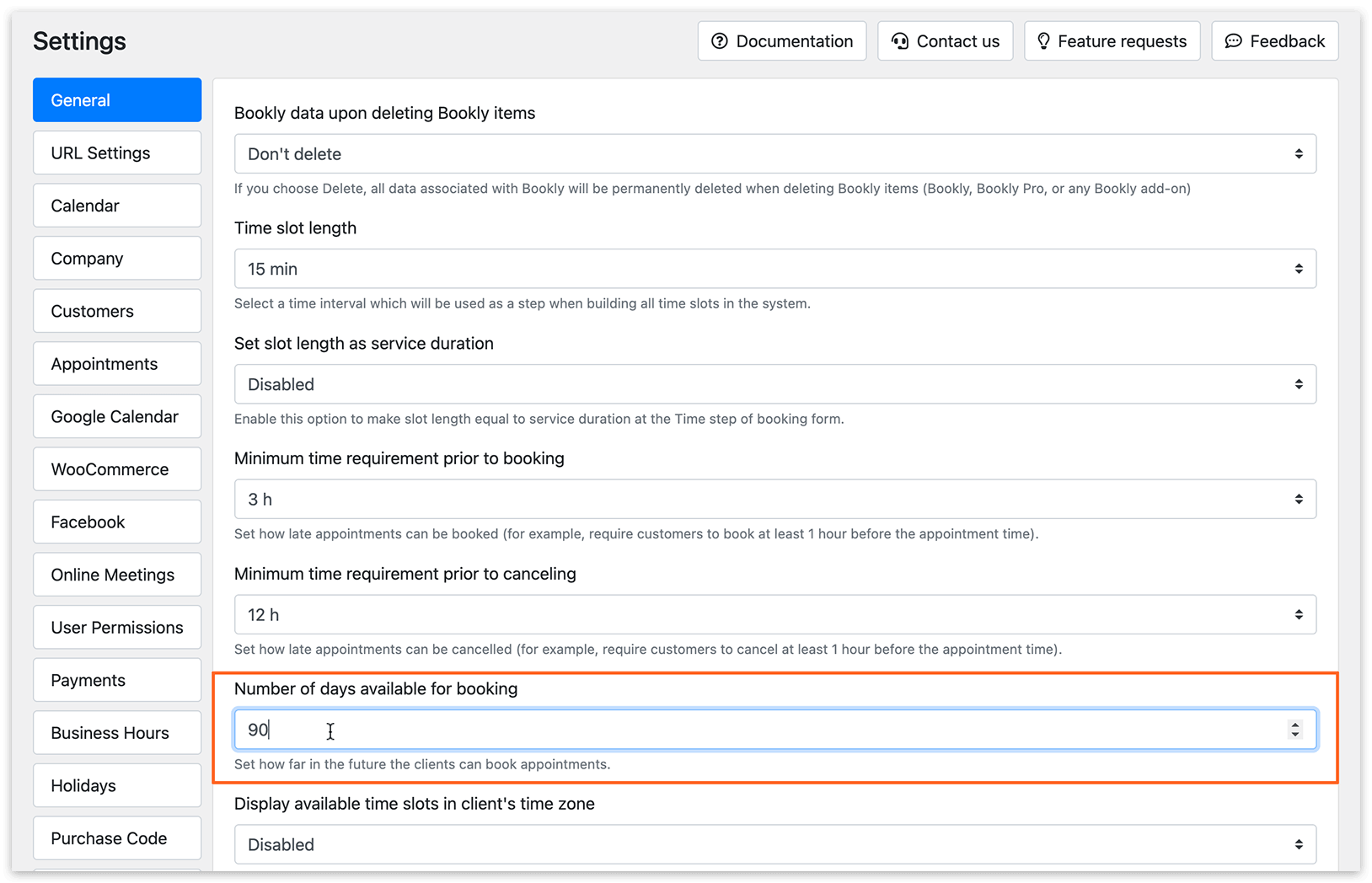 General settings in Bookly Pro