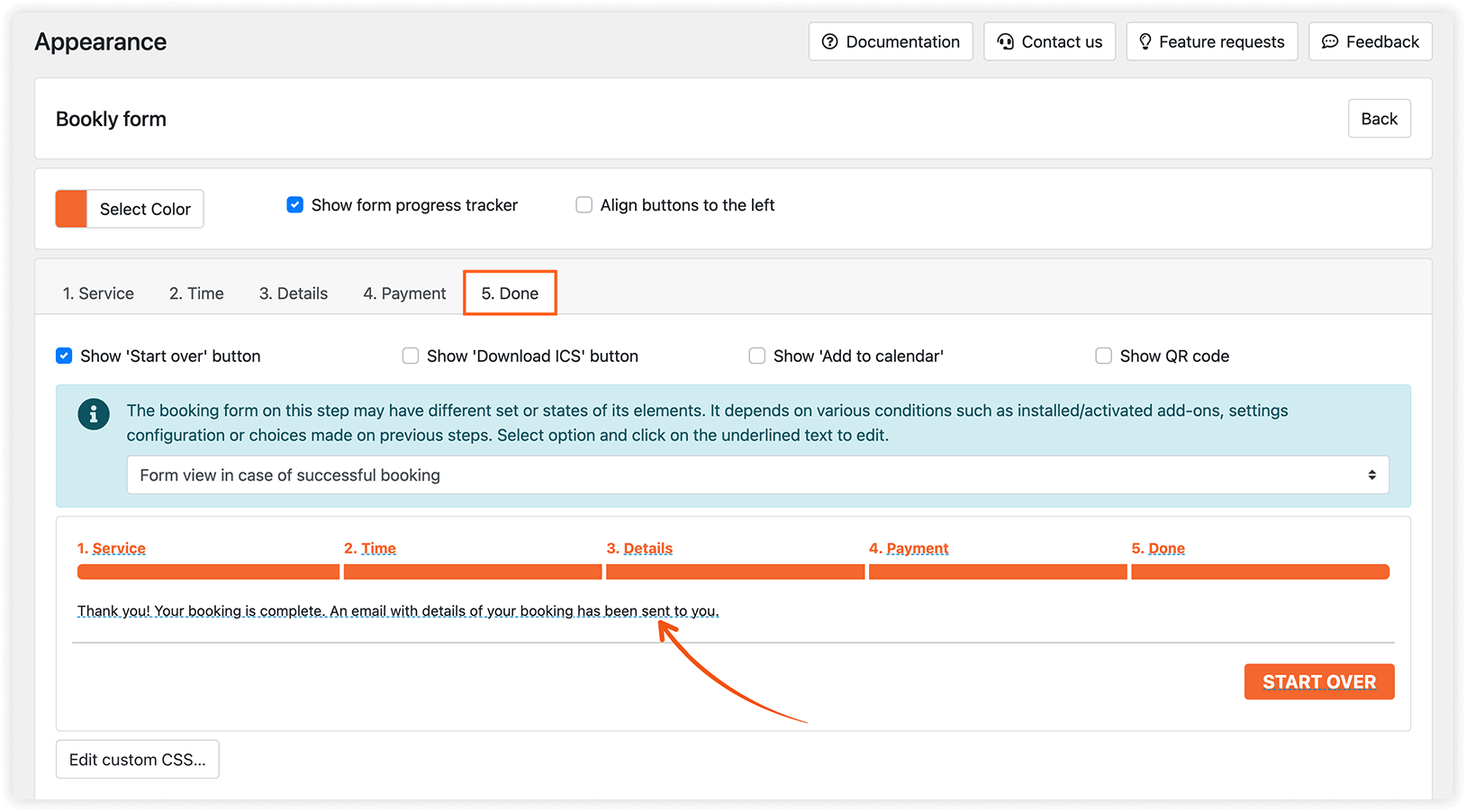 Appearance section in Bookly Pro – Step by step form