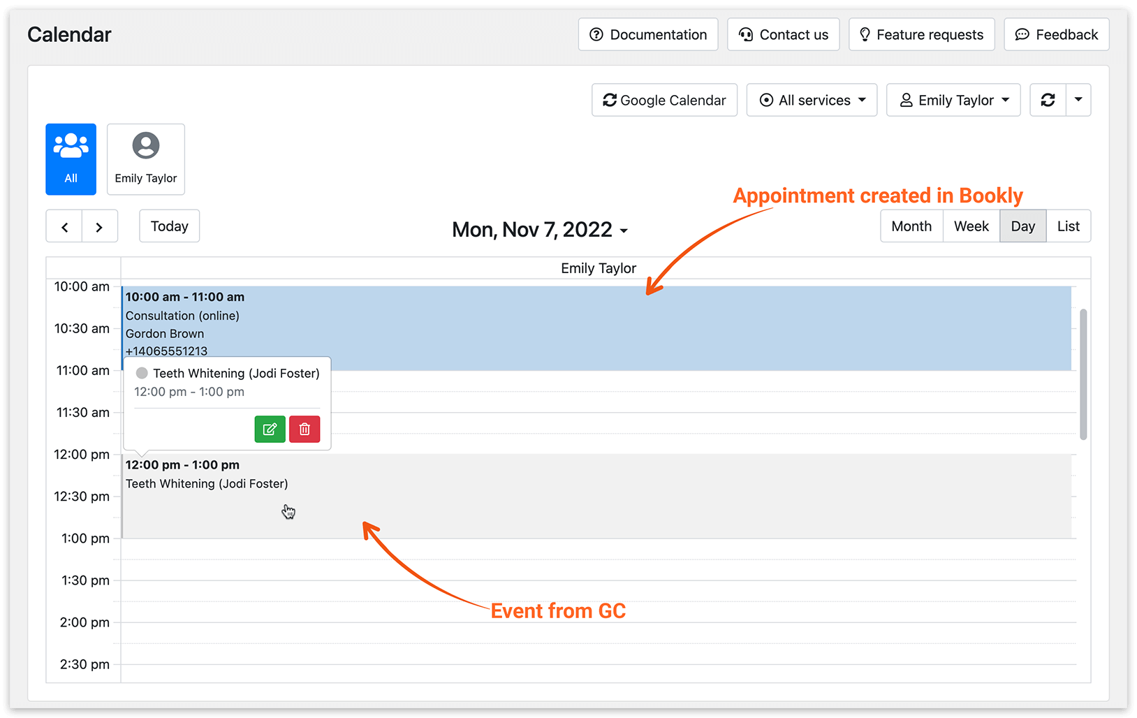 Bookly Calendar – event from Google Calendar