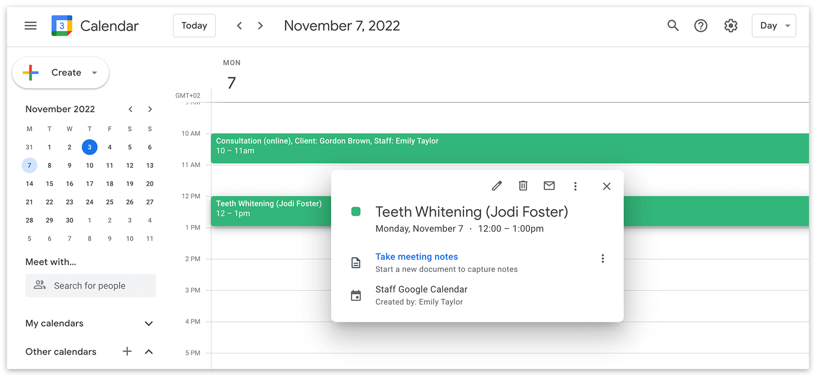 Google Calendar event