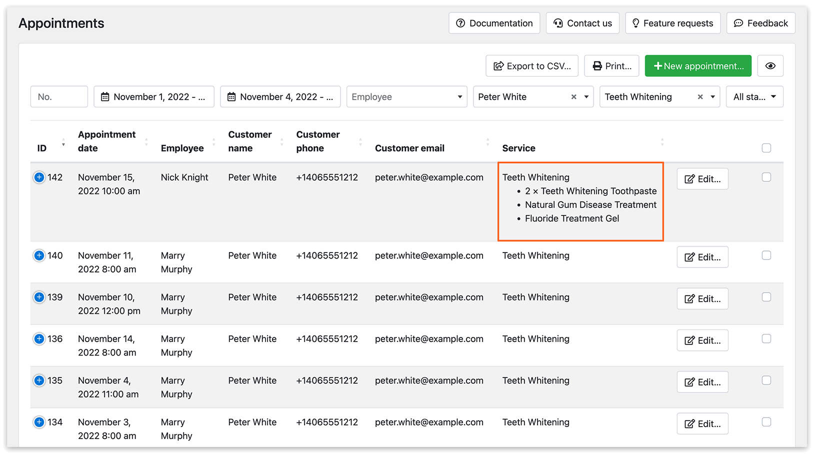 Appointments sectoin in Bookly PRO