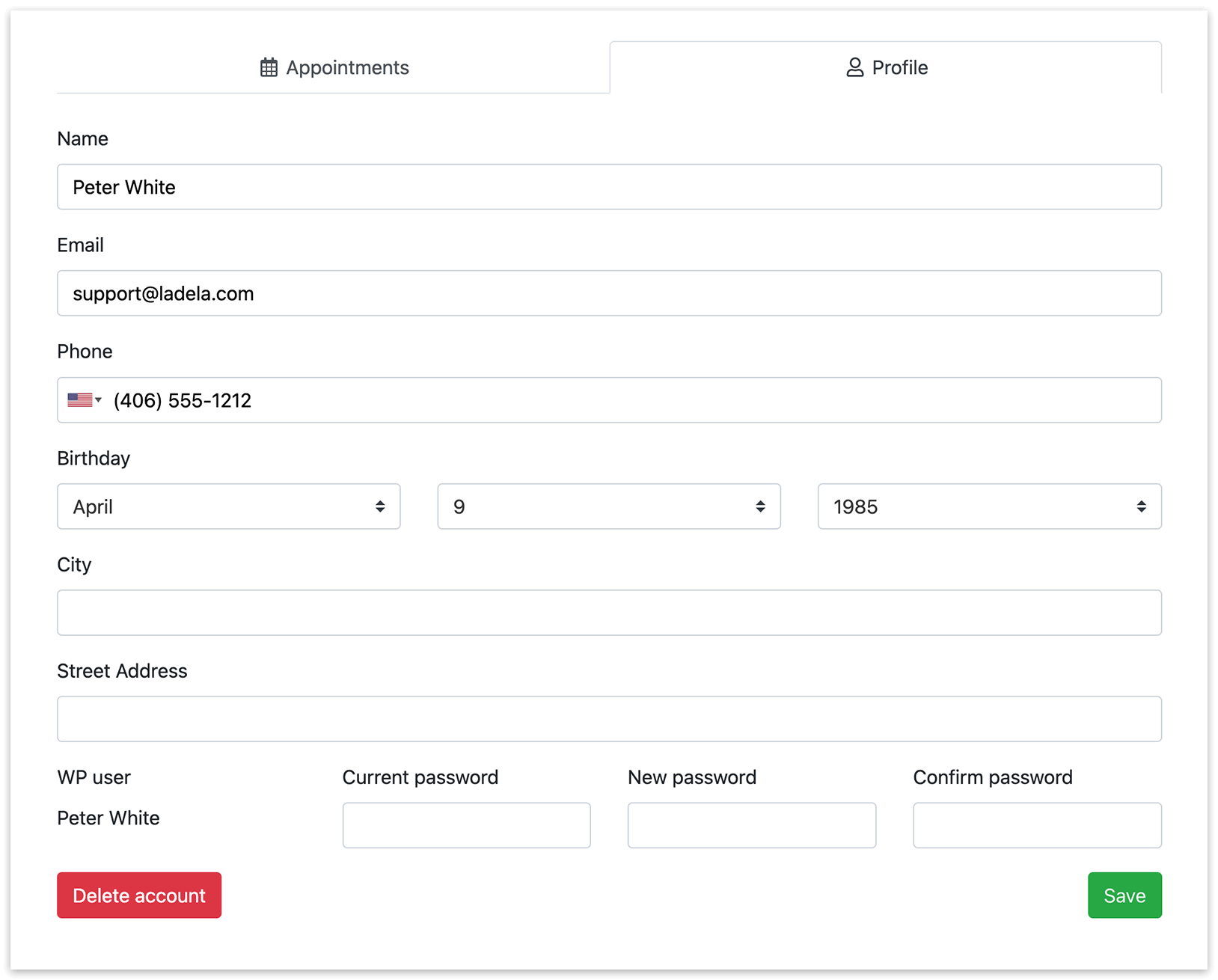 Bookly Customer Cabinet – Profile